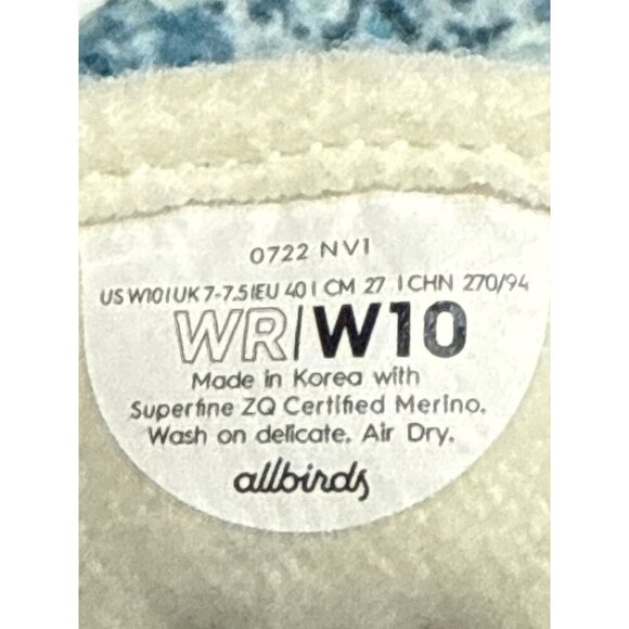 Allbirds Wool Runner Fluffs Women's Sneaker Merino Wool Blue Shoes Size 10 - Picture 9 of 9